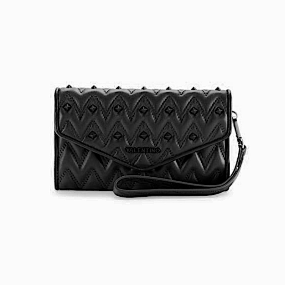 VALENTINO BY MARIO VALENTINO Studded Quilted Leather Wristlet Pouch